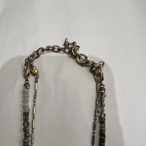 Brown and gold crystal stone necklace, two layers - Picture 6 of 8